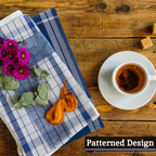 Set of Three Blue and White Tea Towels