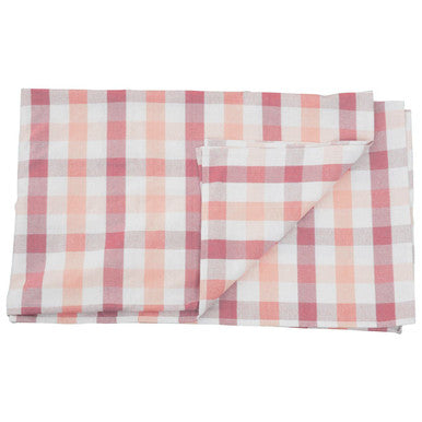 Toasted Almond and Coral Check Tablecloth
