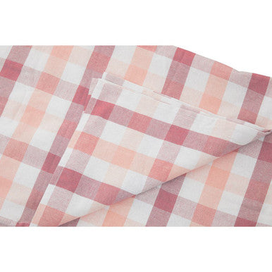 Toasted Almond and Coral Check Tablecloth