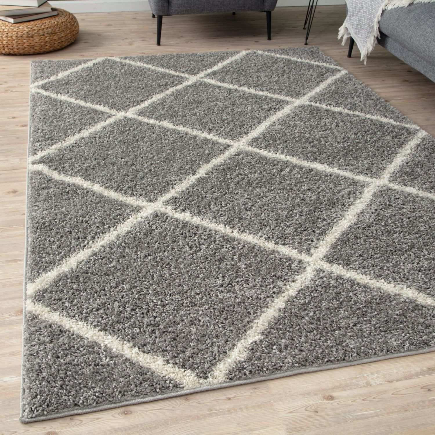 Moroccan Grey Shaggy Rug