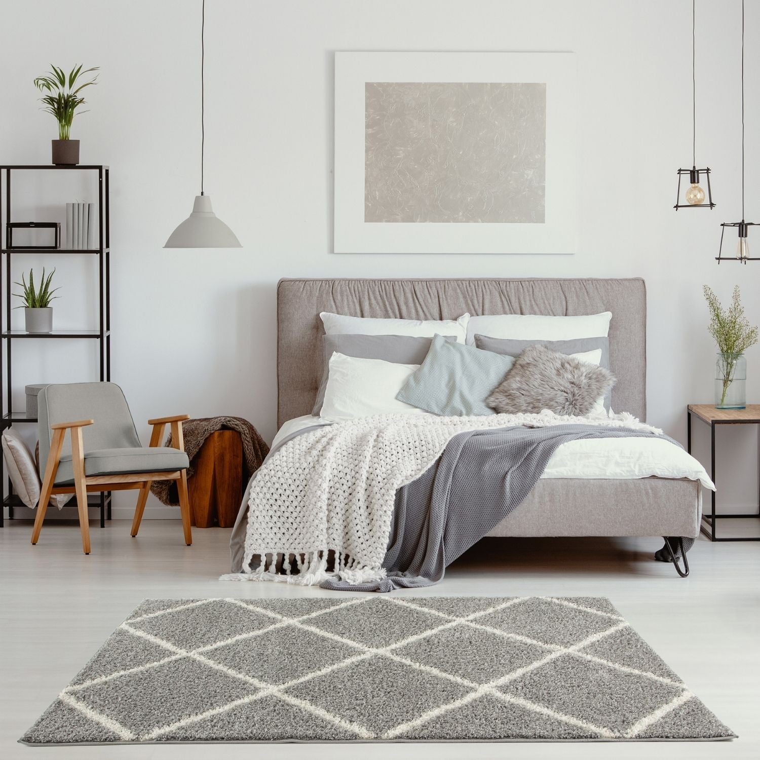 Moroccan Grey Shaggy Rug