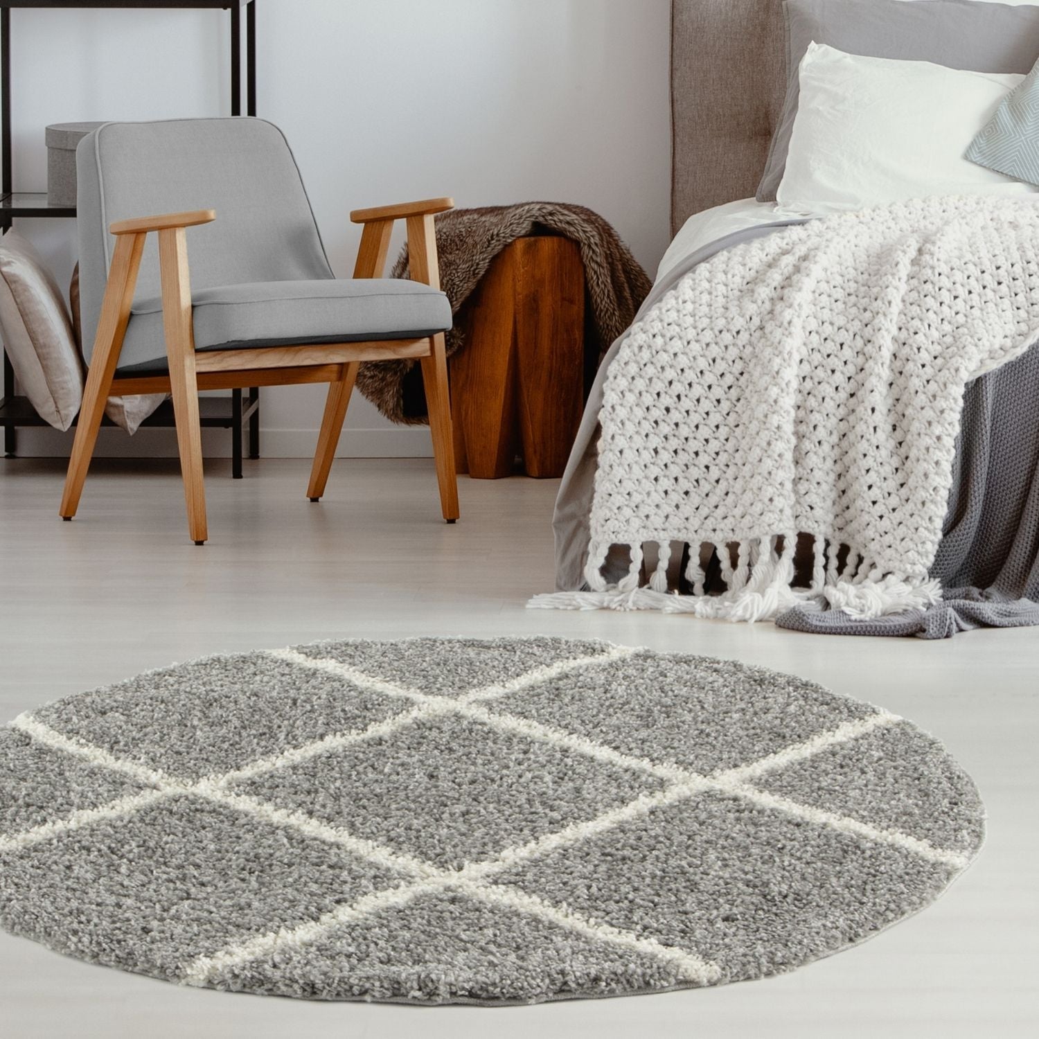 Moroccan Grey Shaggy Rug