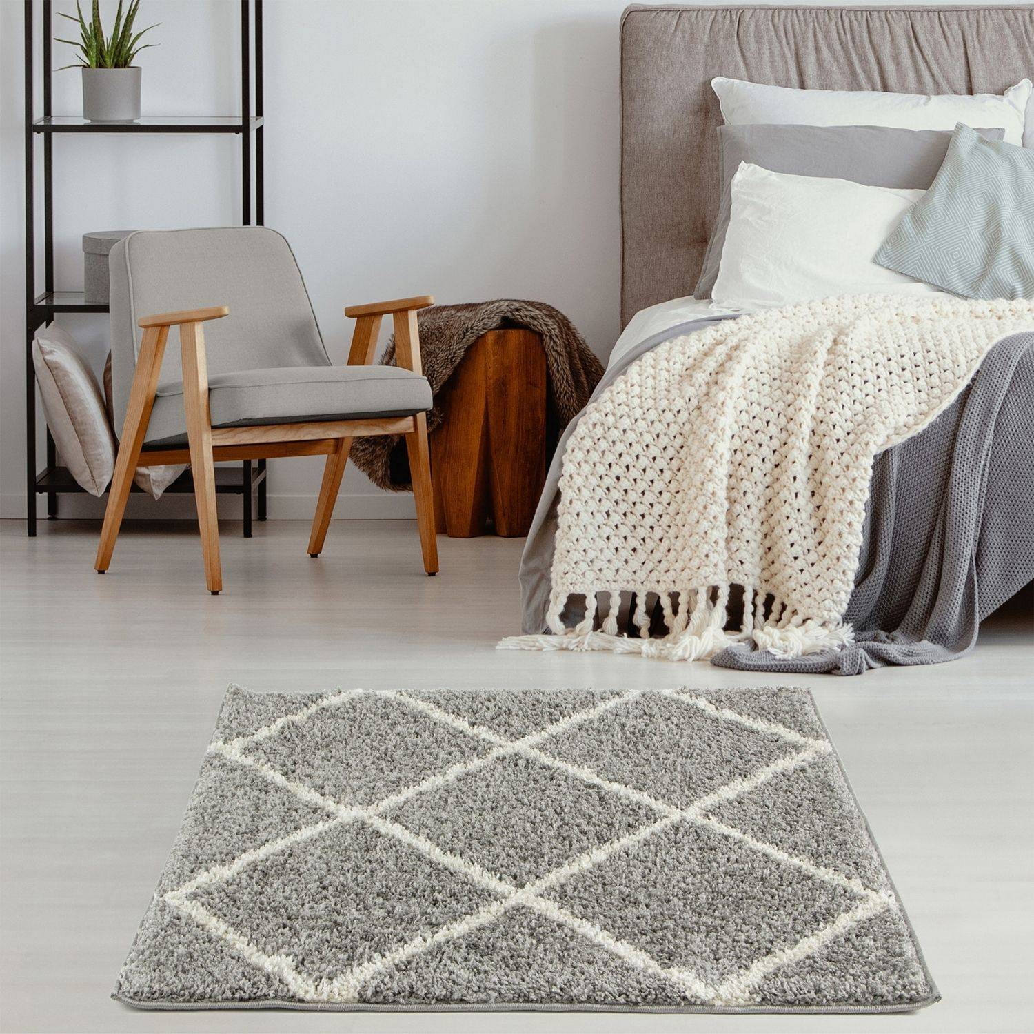 Moroccan Grey Shaggy Rug