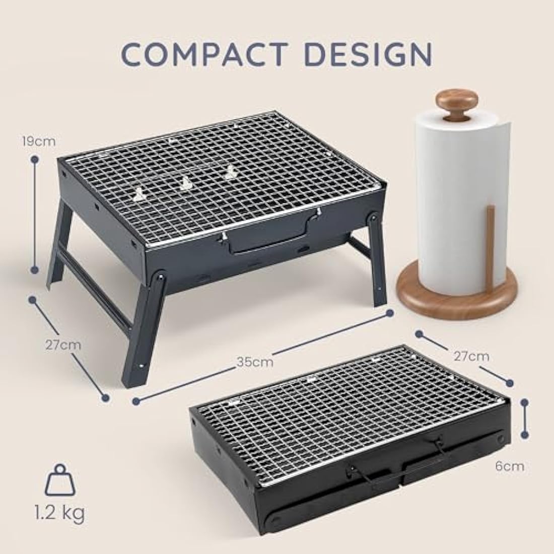 Easy-to-Use Portable BBQ Grill – Foldable Barbeque Outdoor Travel | Charcoal Barbecue Perfect for Camping, Garden, Picnic Folding Camping Stainless Steel Smoker