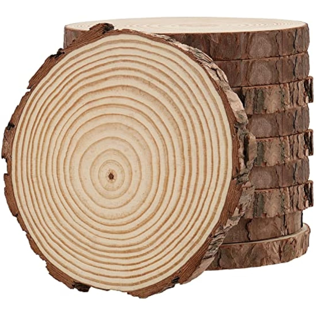 10 PCS Natural Wood Slices 18-20cm Unfinished Round Log Discs