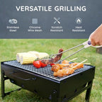 Easy-to-Use Portable BBQ Grill – Foldable Barbeque Outdoor Travel | Charcoal Barbecue Perfect for Camping, Garden, Picnic Folding Camping Stainless Steel Smoker