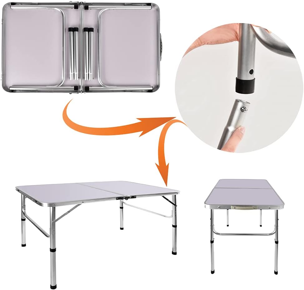 Adjustable Height Folding Table | Aluminium & MDF | 9 Size Options | Indoor & Outdoor