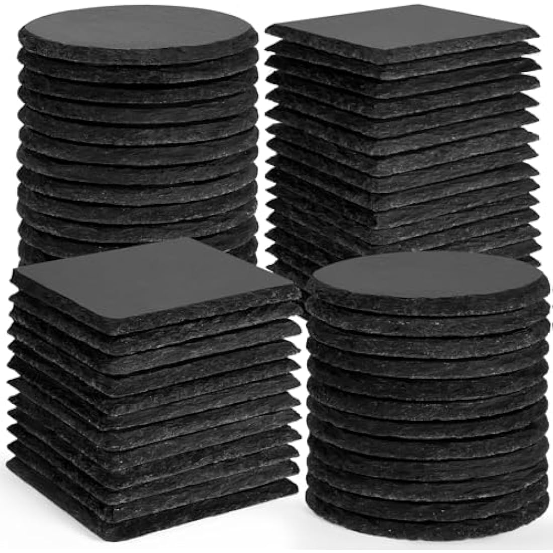 60 PCS Black Slate Coasters Round and Square for Laser Engraving