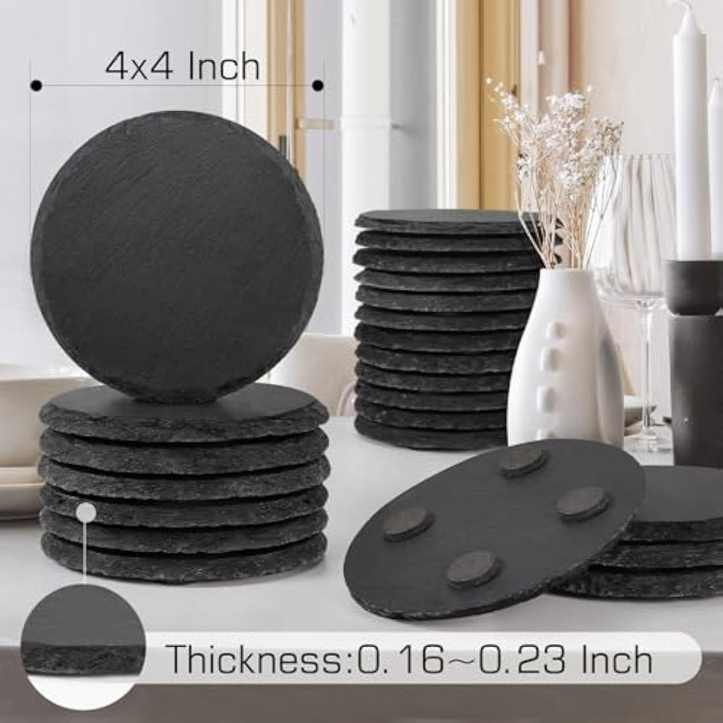 48 PCS Round Black Slate Coasters for Laser Engraving