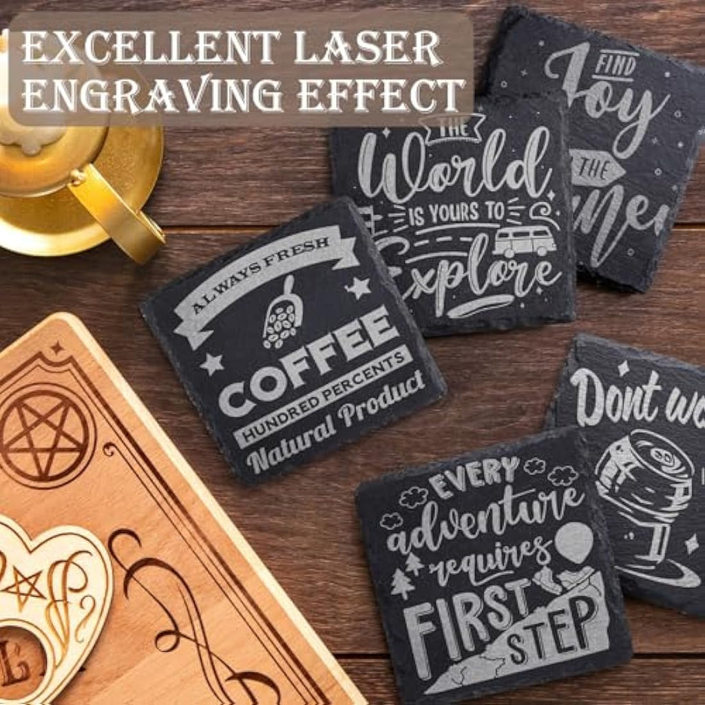48 Piece Square Black Slate Coasters for Laser Engraving
