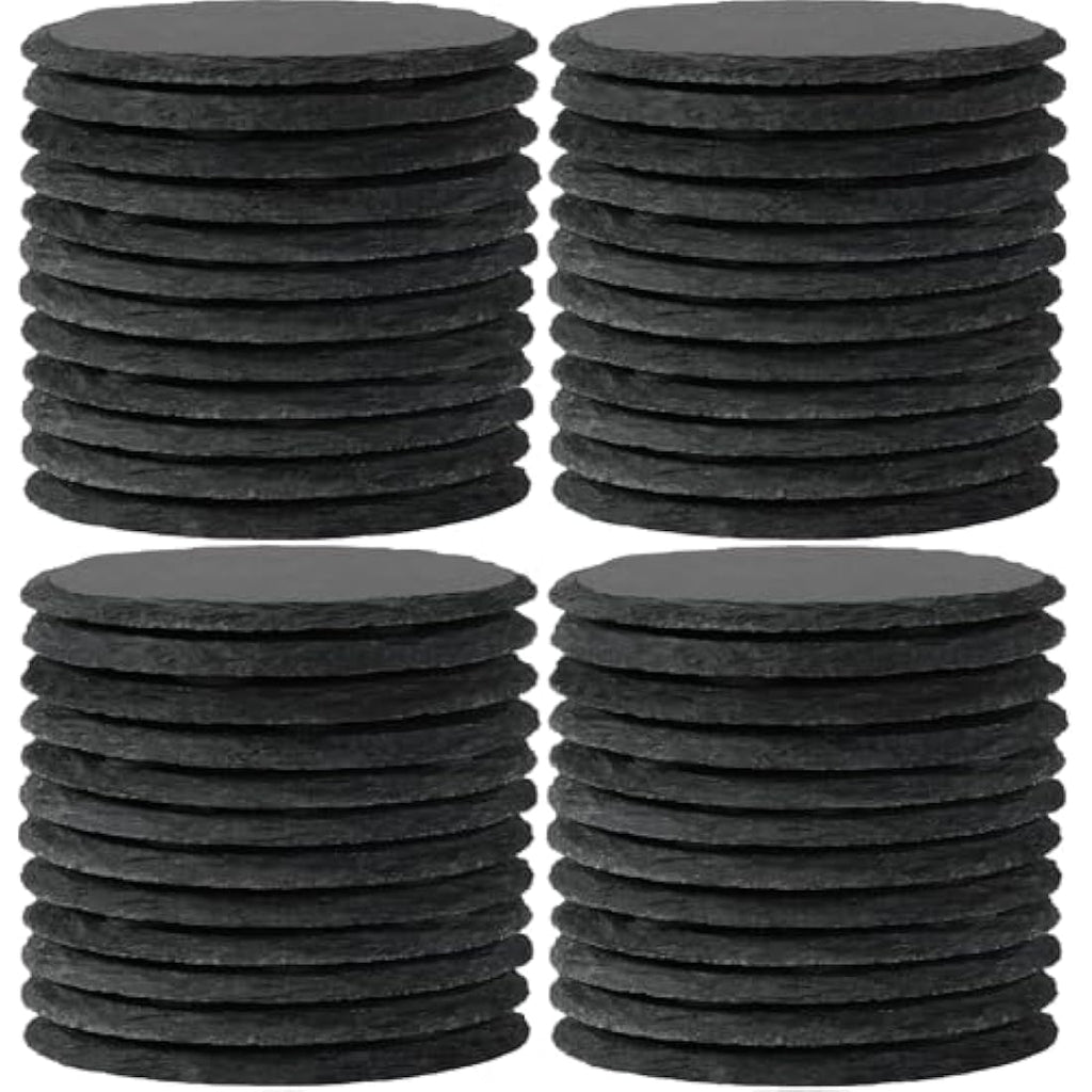 48 PCS Round Black Slate Coasters for Laser Engraving