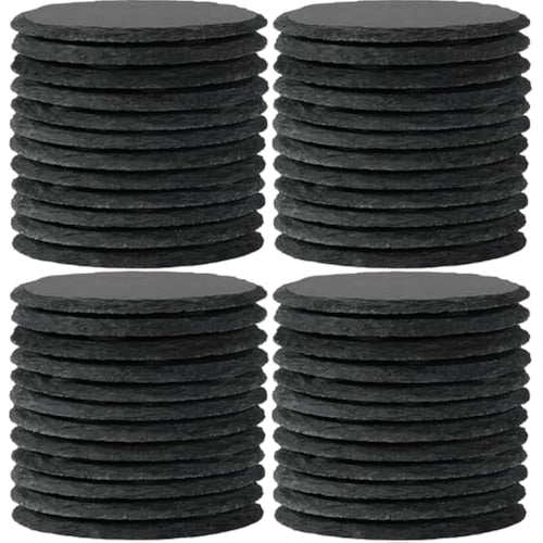 48 PCS Round Black Slate Coasters for Laser Engraving