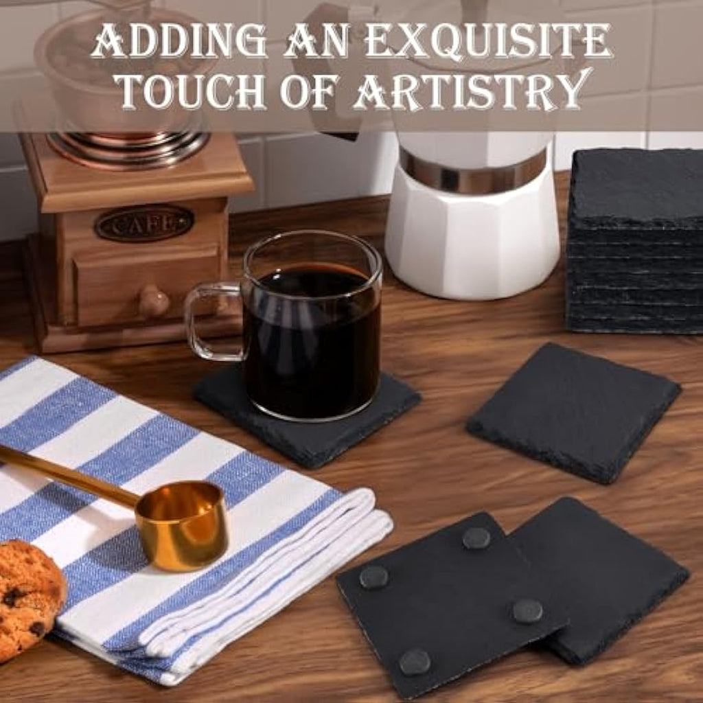 48 Piece Square Black Slate Coasters for Laser Engraving