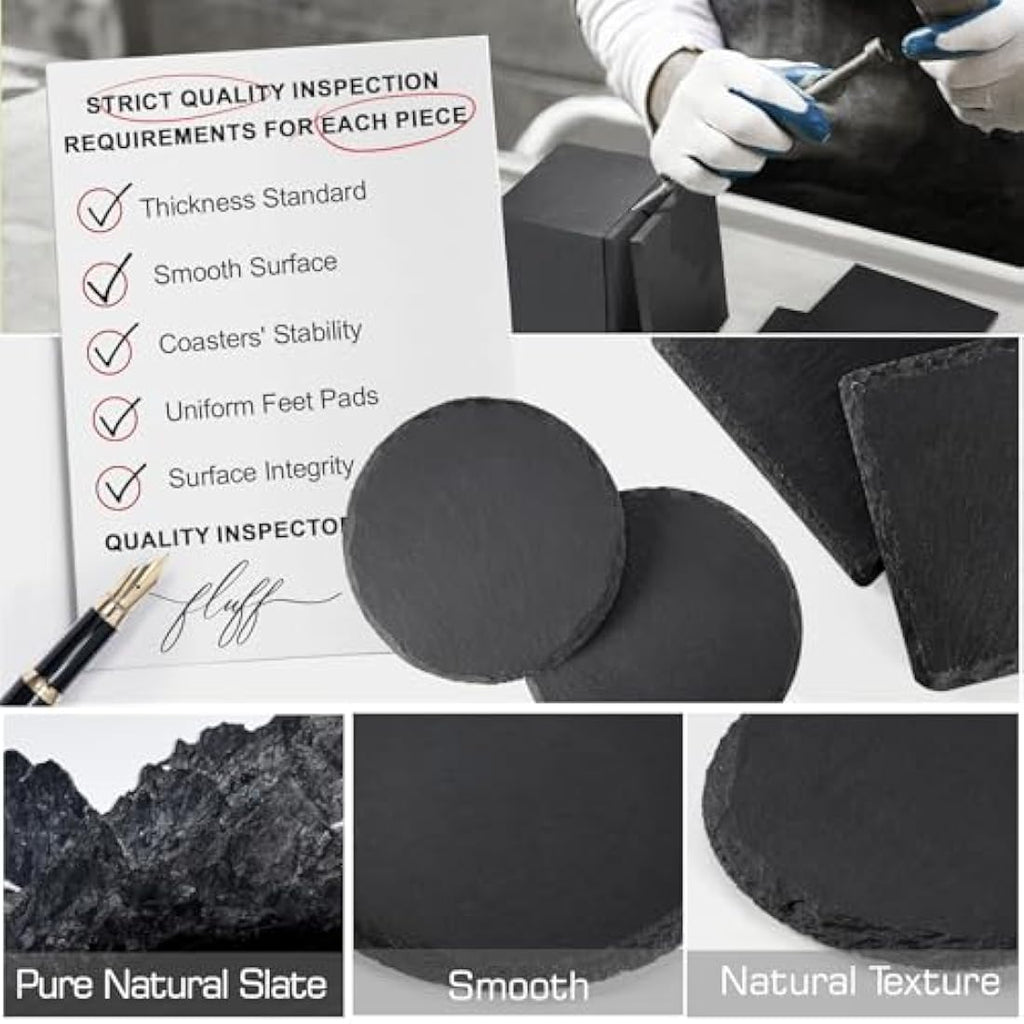 60 PCS Black Slate Coasters Round and Square for Laser Engraving