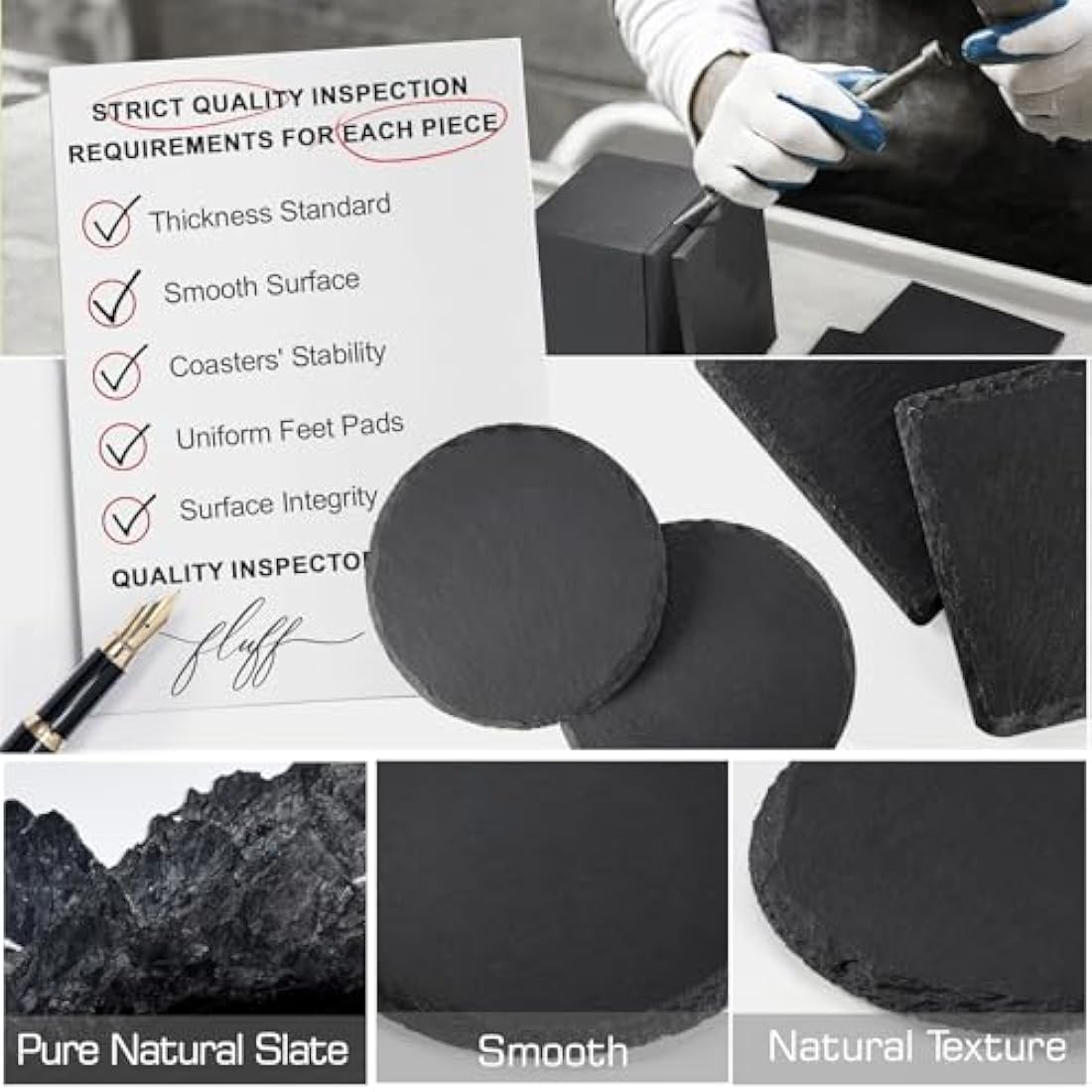 60 PCS Black Slate Coasters Round and Square for Laser Engraving