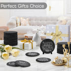 48 PCS Round Black Slate Coasters for Laser Engraving