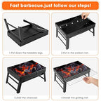 Charcoal Barbecue, Portable Foldable BBQ Grill, Table Charcoal BBQ for Picnic, Travel, Garden, Camping - M Size