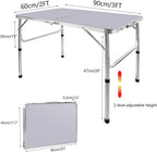 Adjustable Height Folding Table | Aluminium & MDF | 9 Size Options | Indoor & Outdoor