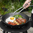 Cast Iron Pan Serving Pan Frying Pan Casserole 13.8 inch Pre-Seasoned BBQ Grill Pan for Gas Grill, Charcoal Grill Frying Pan, Pizza Pan, Oven