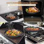 Cast Iron Pan Serving Pan Frying Pan Casserole 13.8 inch Pre-Seasoned BBQ Grill Pan for Gas Grill, Charcoal Grill Frying Pan, Pizza Pan, Oven
