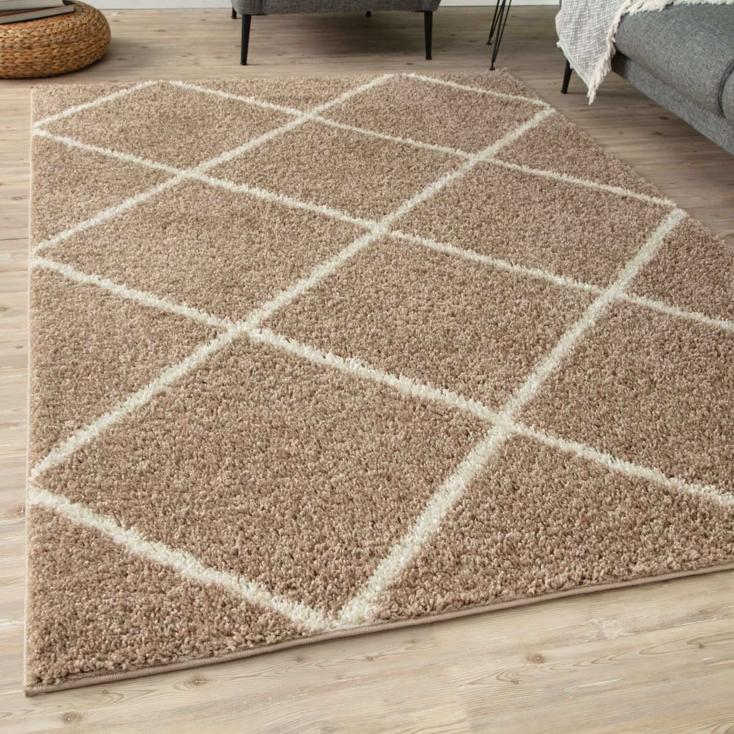 Moroccan Beige Shaggy Rug