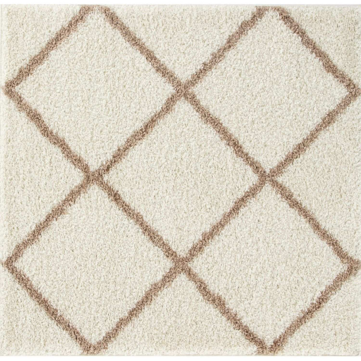 Moroccan Ivory Shaggy Rug 120X120 cm