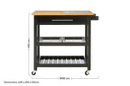 Black Kitchen Trolley with Granite Chopping Surface