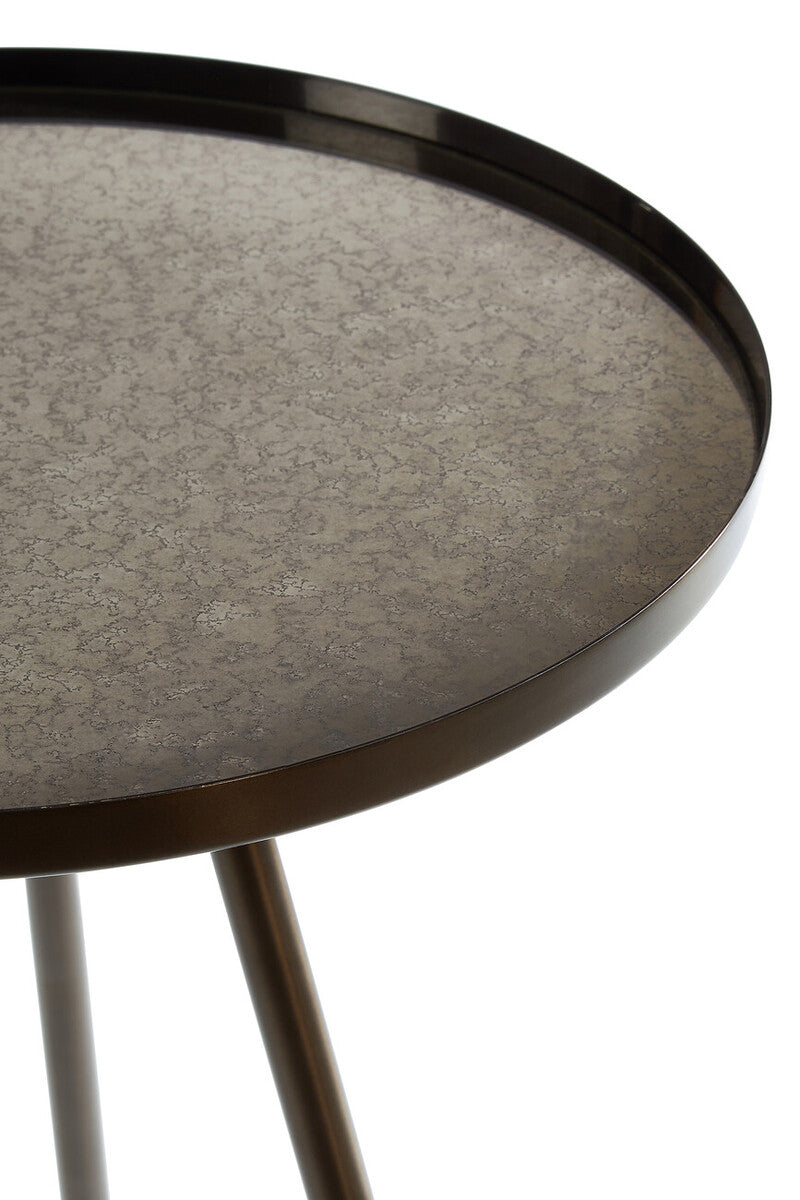Black Finish Side Table with Antique Glass Top
