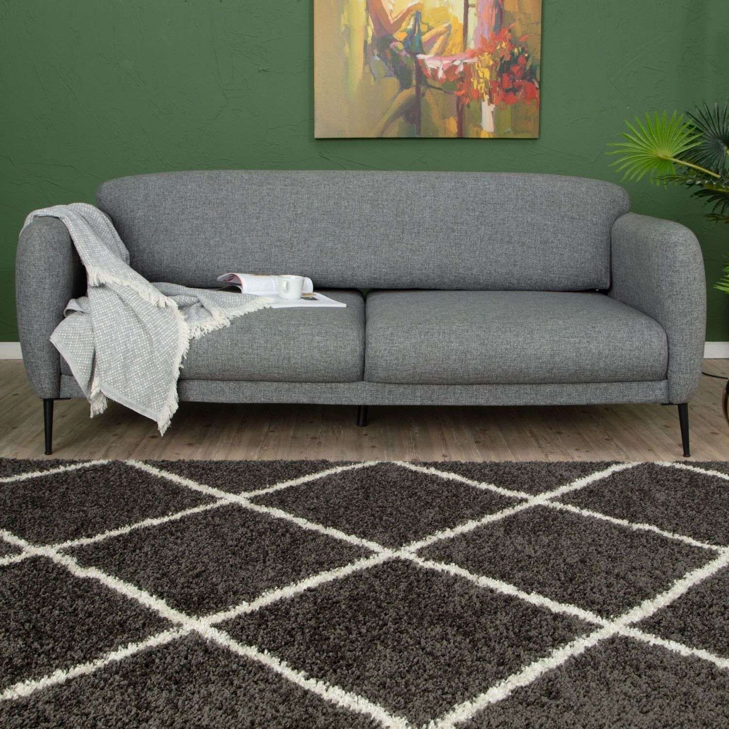Moroccan Dark Grey Shaggy Rug