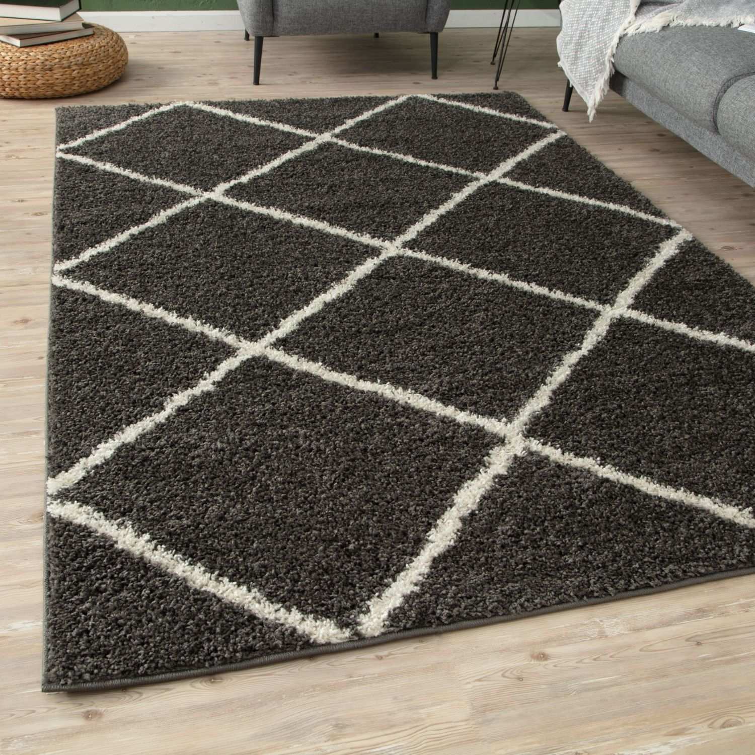 Moroccan Dark Grey Shaggy Rug