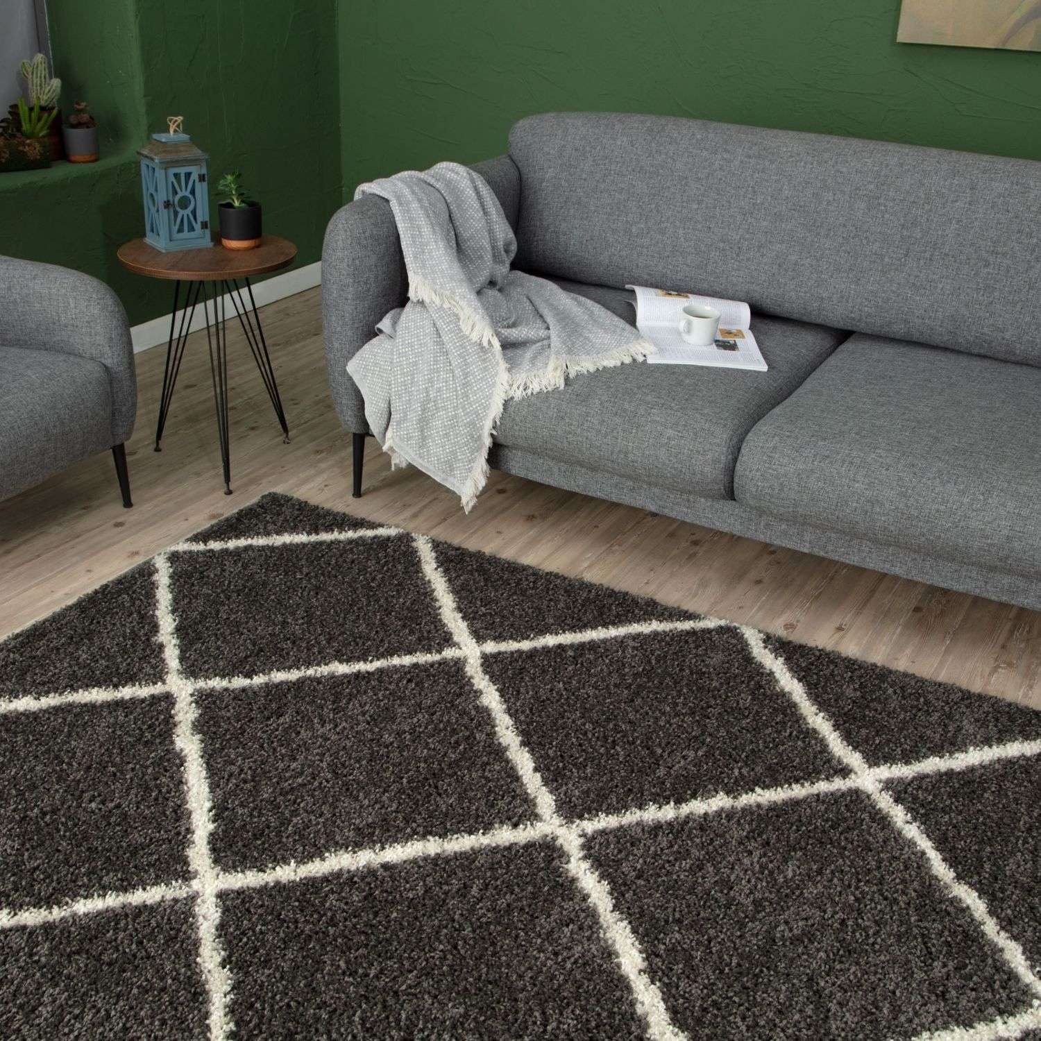 Moroccan Dark Grey Shaggy Rug