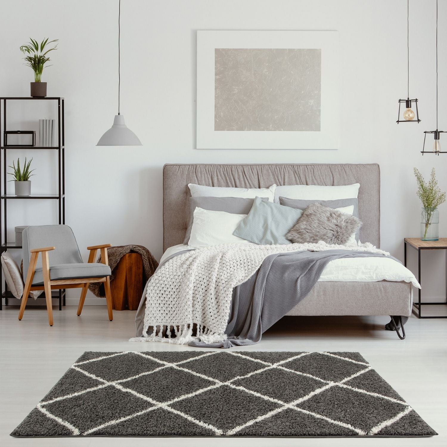Moroccan Dark Grey Shaggy Rug