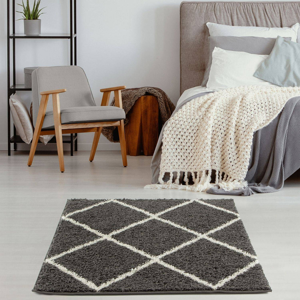 Moroccan Dark Grey Shaggy Rug