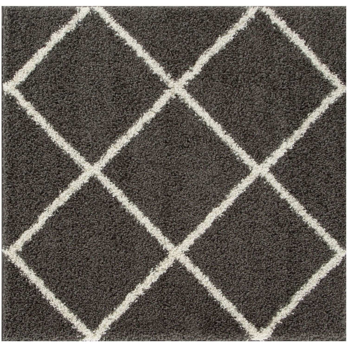 Moroccan Dark Grey Shaggy Rug 120X120 cm