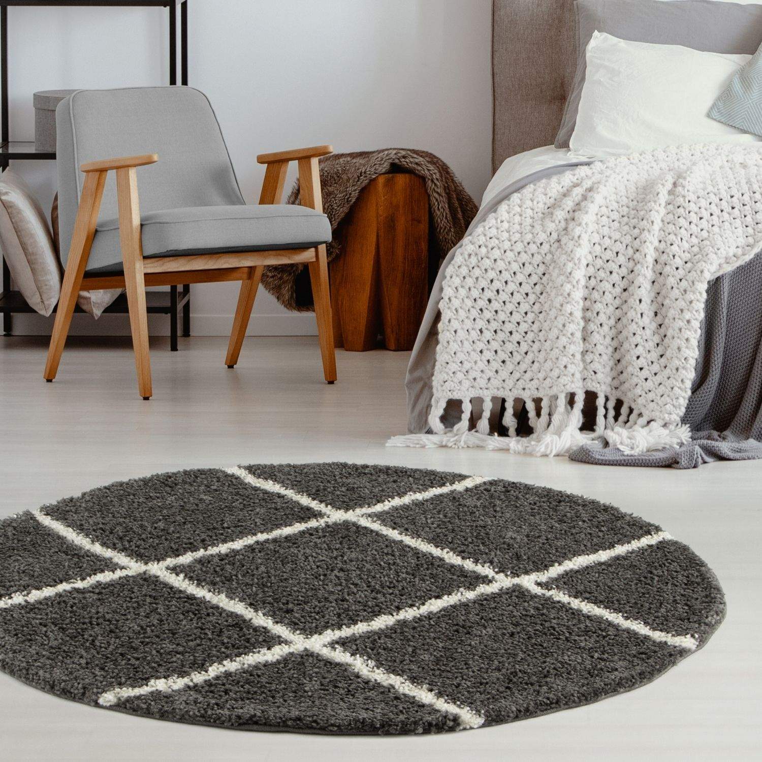 Moroccan Dark Grey Shaggy Rug