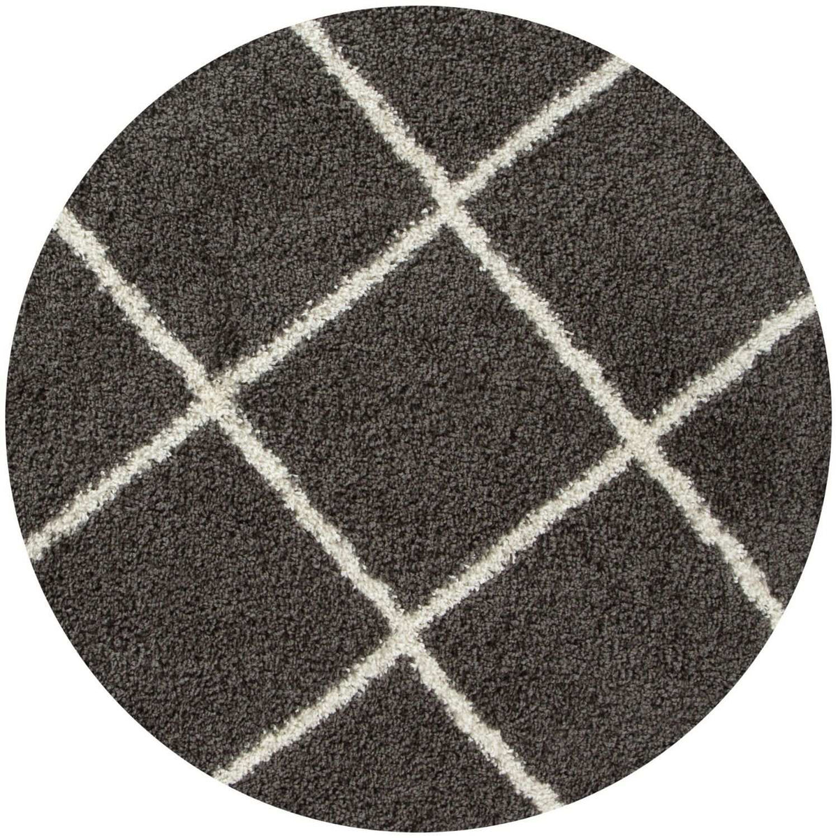 Moroccan Dark Grey Shaggy Rug Ø 120 cm