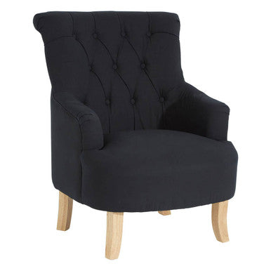 Black Fabric Button Tufted Armchair