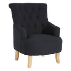 Black Fabric Button Tufted Armchair