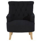 Black Fabric Button Tufted Armchair