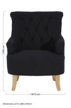 Black Fabric Button Tufted Armchair