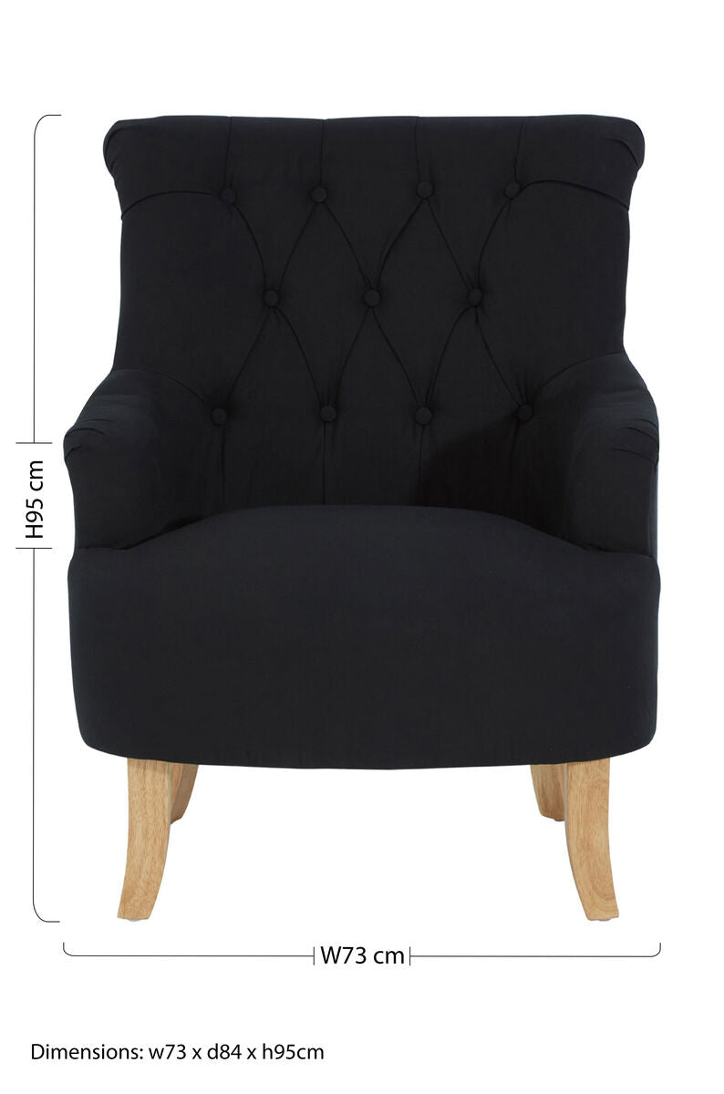 Black Fabric Button Tufted Armchair