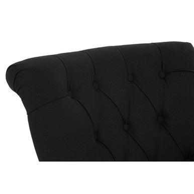 Black Fabric Button Tufted Armchair