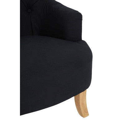 Black Fabric Button Tufted Armchair