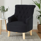 Black Fabric Button Tufted Armchair