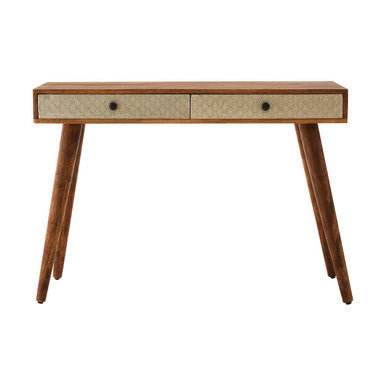 Boho Natural Acacia Wood 2 Drawer Console Table
