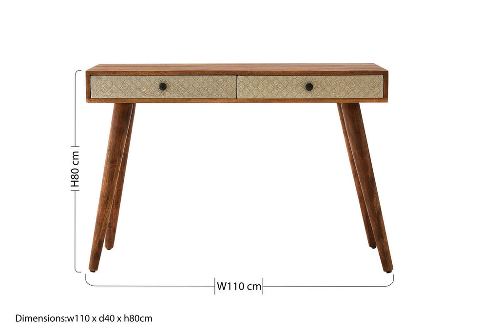 Boho Natural Acacia Wood 2 Drawer Console Table