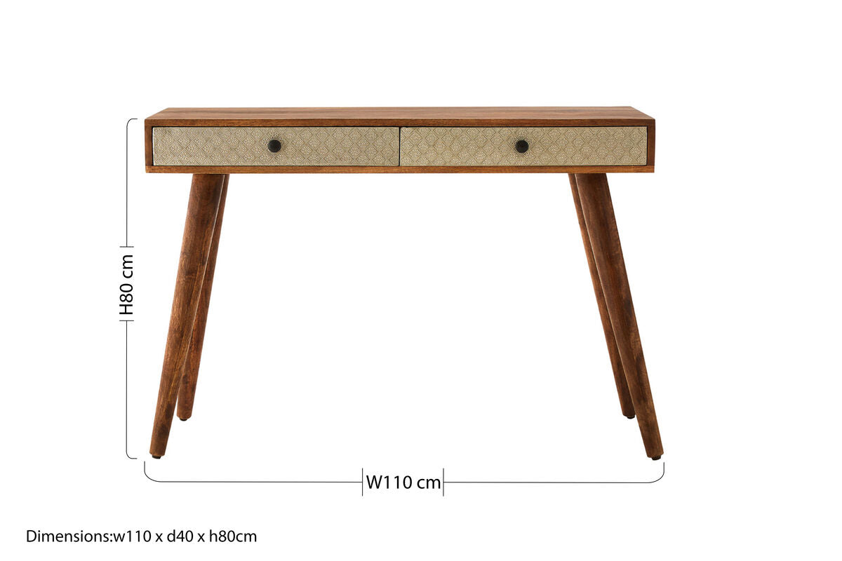Boho Natural Acacia Wood 2 Drawer Console Table
