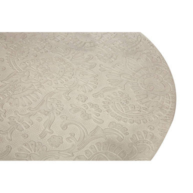 Boho Acacia Wood Side Table with White Finish Carved Top