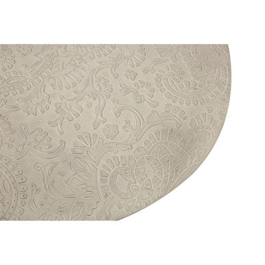 Boho Acacia Wood Side Table with White Finish Carved Top