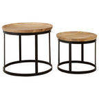Boho Natural Mango Wood Set of 2 Nesting Tables